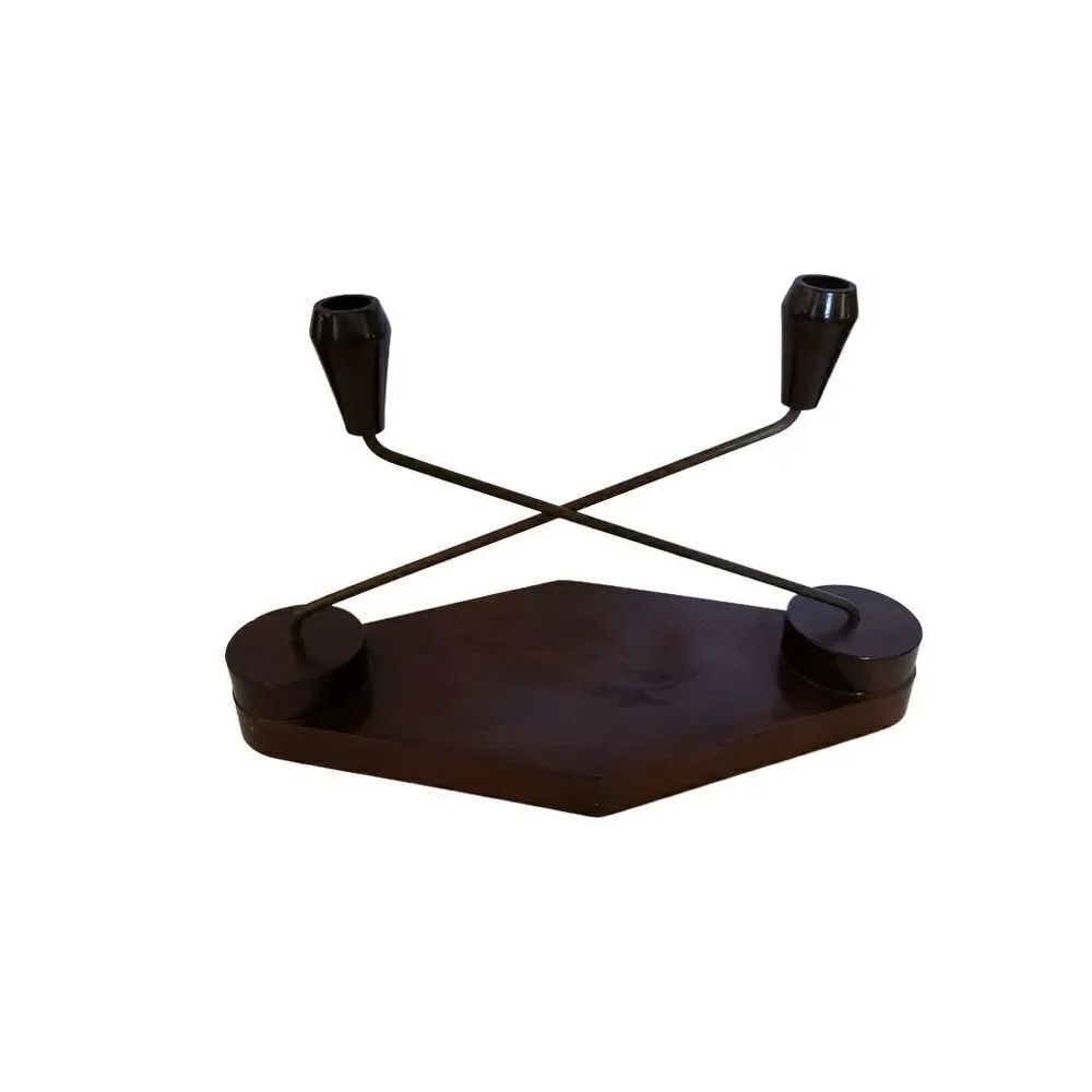 Wood & Metal Adjustable Candle Holder